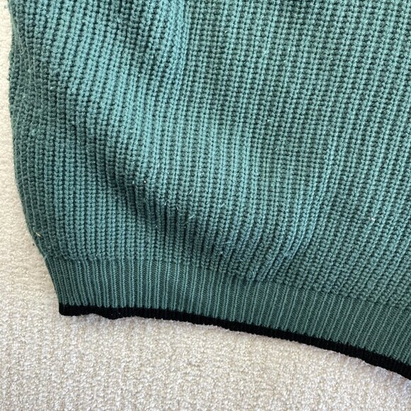 VTG 90s Chunky Thermal Knit Sweater Retro Heritage Patch Deep Forest Green Read - Picture 14 of 16